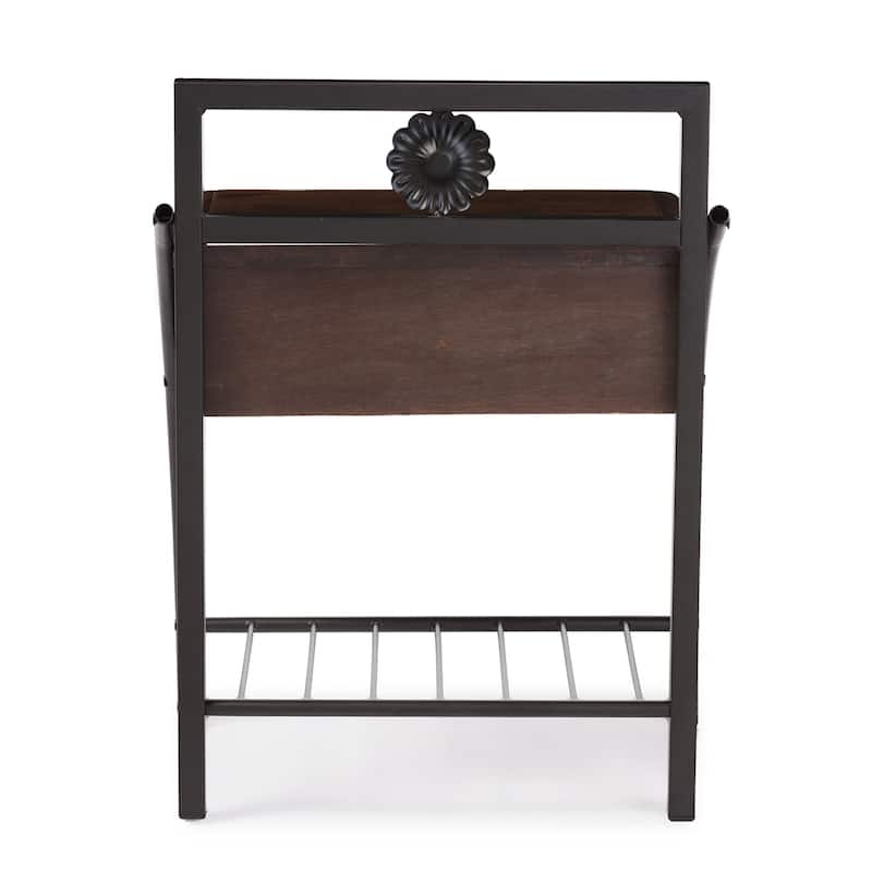 Baxton Studio Jevenci Vintage Antique Dark Bronze Metal and Walnut Wood 1-drawer Nightstand