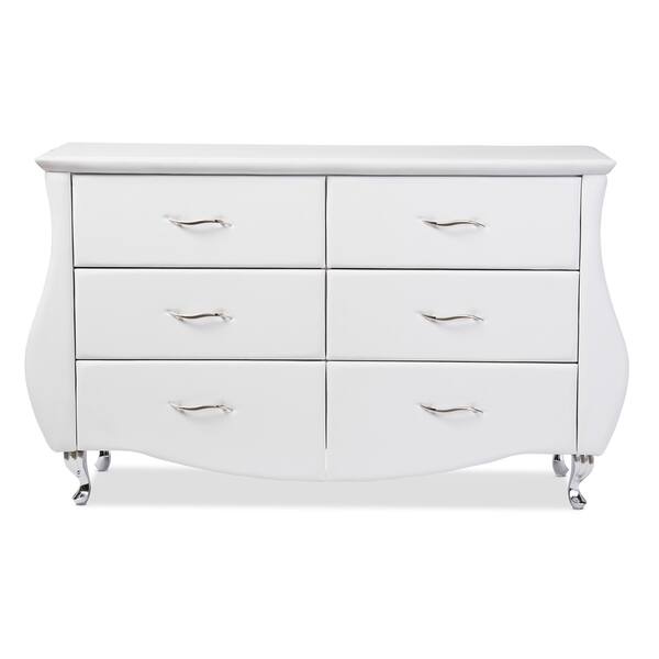 Shop Contemporary White Faux Leather 6 Drawer Dresser Overstock