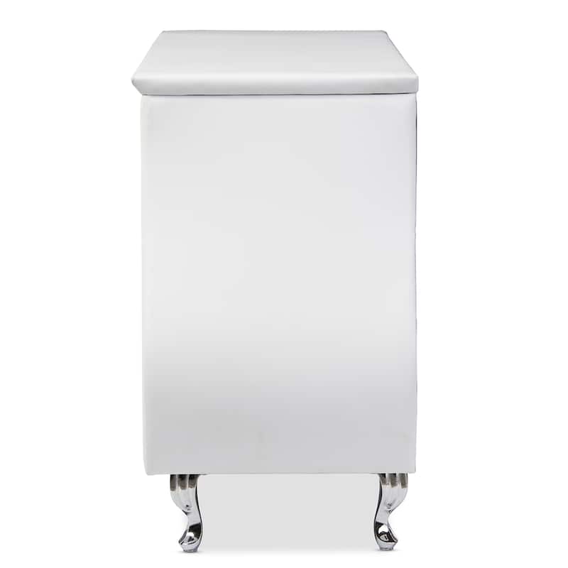 Contemporary White Faux Leather 6-Drawer Dresser