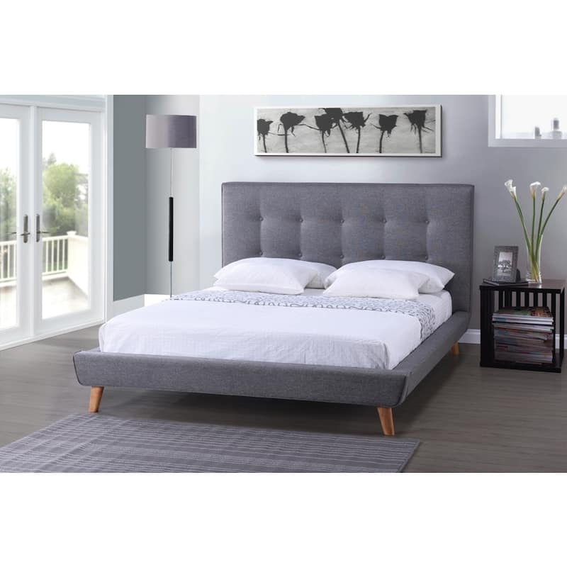 Carson Carrington Svinninge Mid-century Grey Upholstered Platform Bed