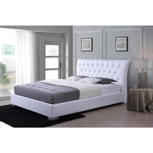 Queen Size Faux Leather Platform Bed Frame with Button Tufted