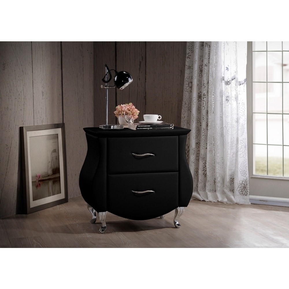 black faux leather nightstand