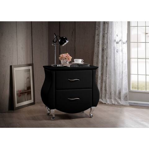 Baxton Studio Erin Contemporary Black Faux Leather Upholstered Nightstand