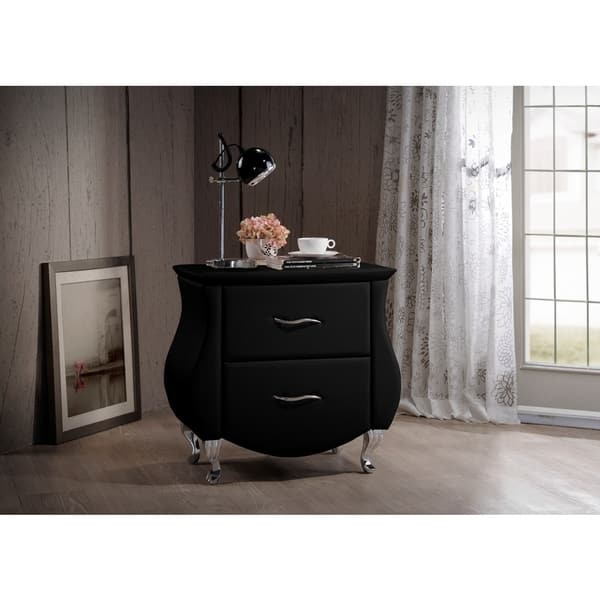 Shop Baxton Studio Erin Contemporary Black Faux Leather Upholstered Nightstand Overstock 10603672