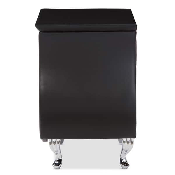 Baxton Studio Erin Modern and Contemporary Black Faux Leather Upholstered Nightstand