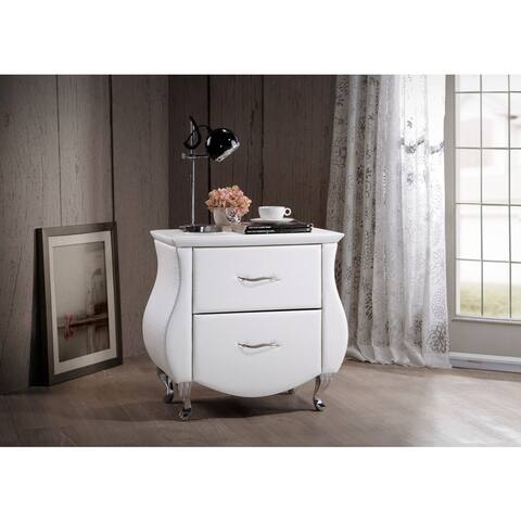 Erin Modern and Contemporary White Faux Leather Upholstered Nightstand