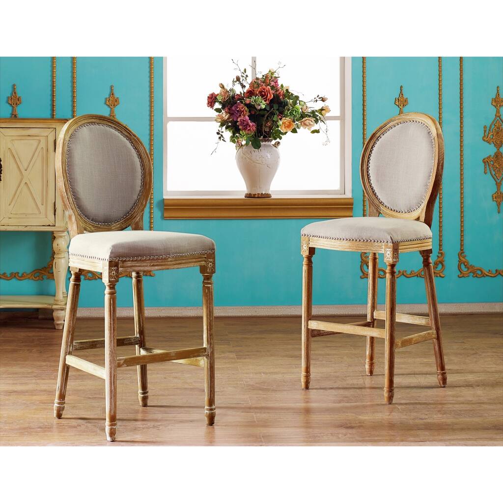 Vintage Beige Fabric 30" Bar Stool by Baxton Studio