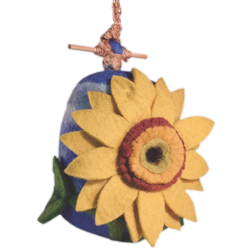Handmade Wild Woolies Felt Birdhouse - Sunflower (Nepal)