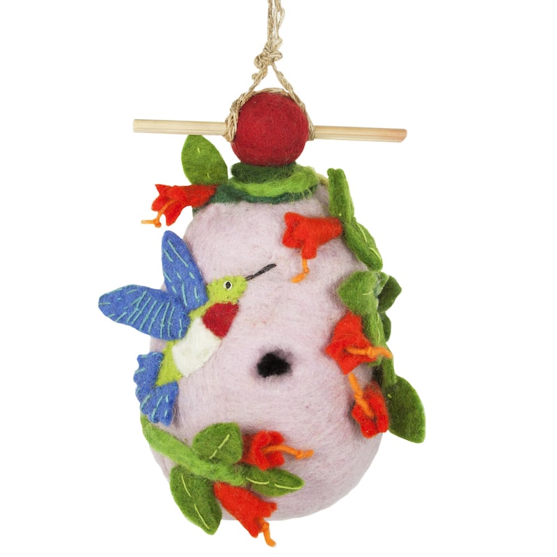 Handmade Wild Woolies Felt Hummingbird Birdhouse (Nepal)