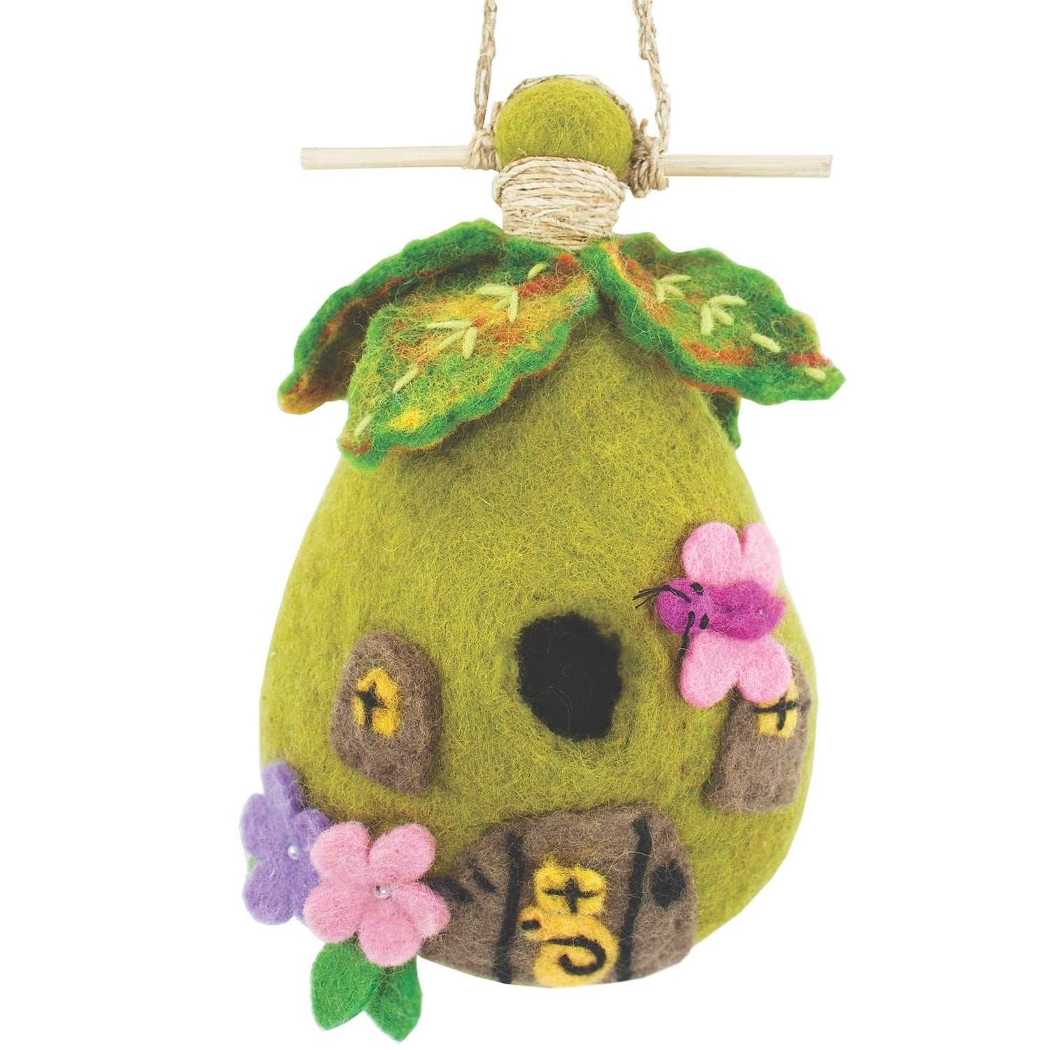 Flower House Birdhouse Global Hand Crafted  Hand Felted Wool Wild Woolies 