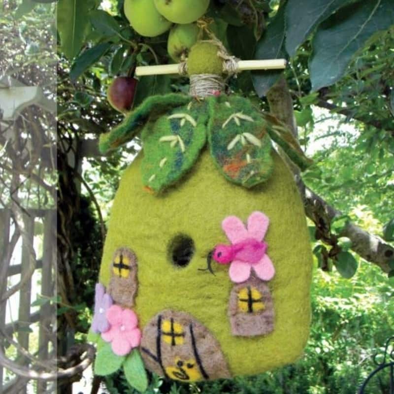 Handmade Wild Woolies Felt Birdhouse - Fairy House (Nepal)
