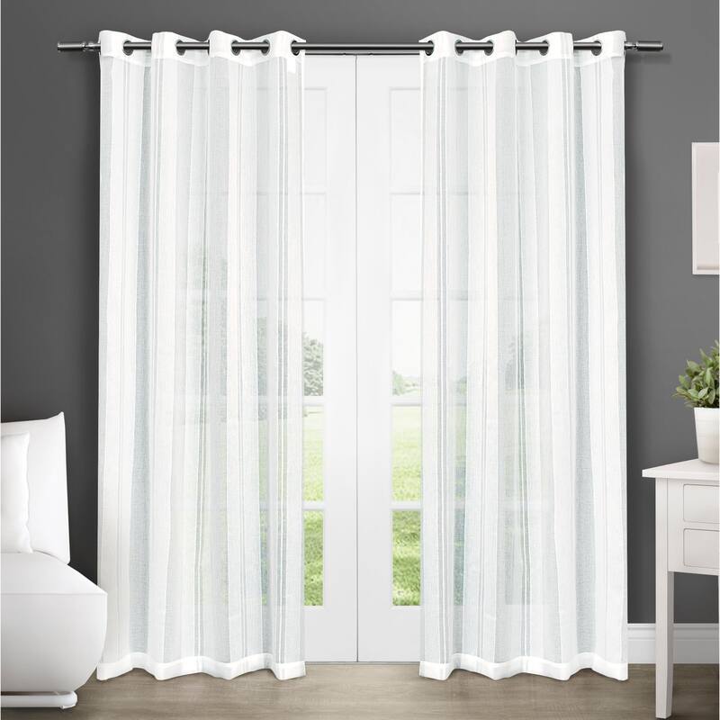 ATI Home Apollo Sheer Grommet Top Curtain Panel Pair - 50X84 - 84 Inches - Winter White