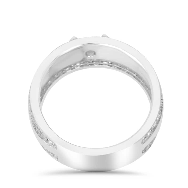 10K White Gold 1 7/ 8 TDW Diamond Double Row Mens Ring