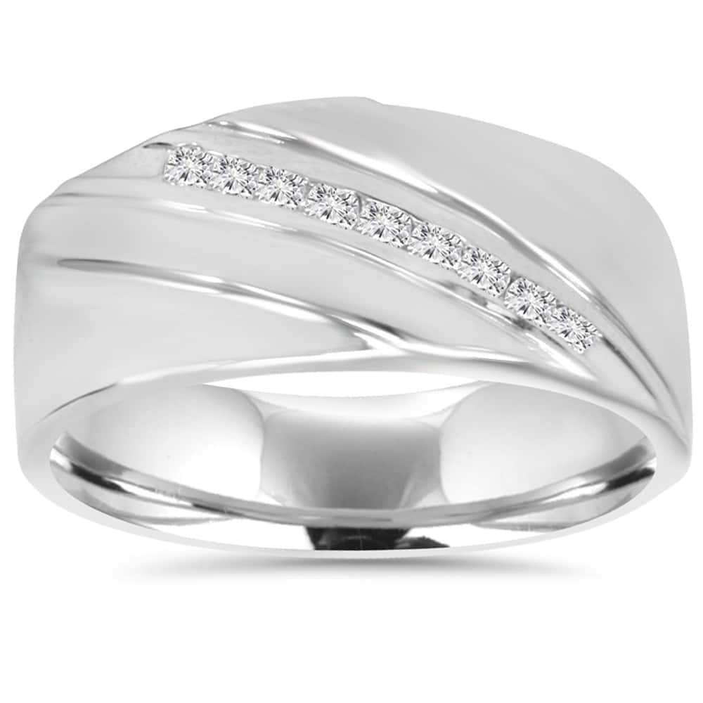 10K White Gold 1/6 TDW Mens Diamond Ring