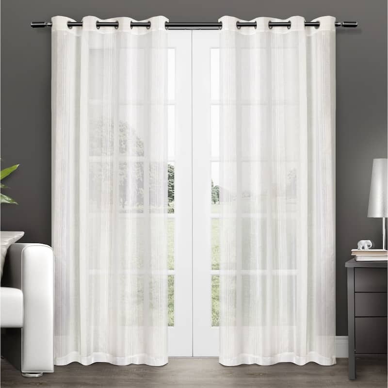 ATI Home Penny Sheer Grommet Top Curtain Panel Pair - 54x84 - Off White