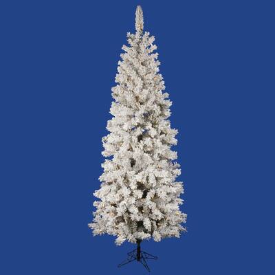 8.5' x 40" Flocked Pacific with 500 Clear Dura-Lit Lights