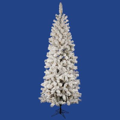 8.5' x 40" Flocked Pacific tree with 350 Warm White LED Lights