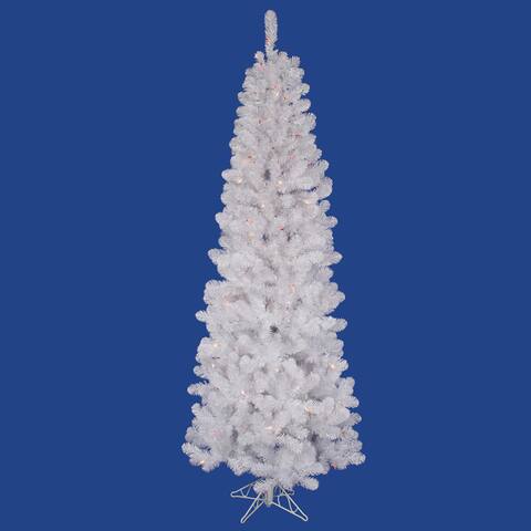5.5' x 28" White Salem Pencil Pine Tree with 150 Multi-Colored LED Lights