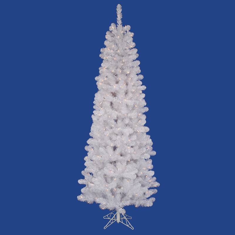 9.5' PreLit White Salem Pine Pencil Artificial Christmas Tree Clear LED Lights Bed Bath