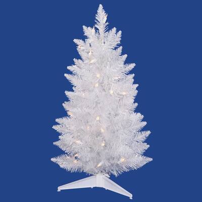 30" x 17" Sparkle White Spruce Pencil Tree with Clear Dura-Lit Lights