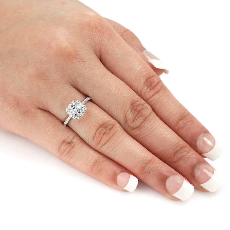 Auriya 1 1/2ctw Assher-cut Halo Diamond Engagement Ring 14k Gold Certified