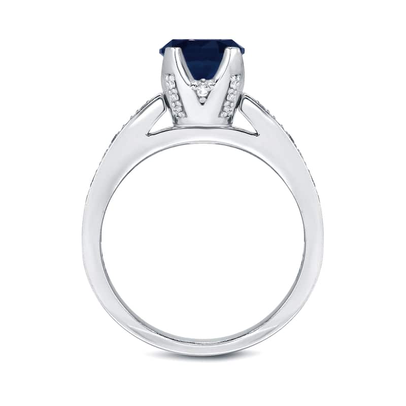 Auriya 1ct Blue Sapphire and 1/3ctw Diamond Engagement Ring 14k Gold (H-I, SI1-SI2)