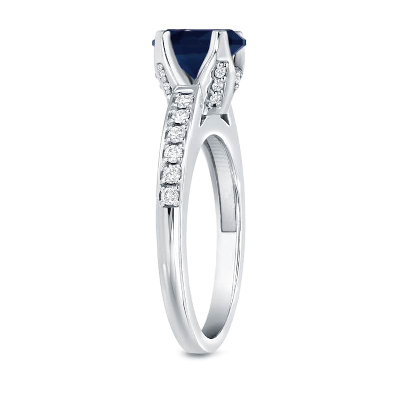 Auriya 1ct Blue Sapphire and 1/3ctw Diamond Engagement Ring 14k Gold (H-I, SI1-SI2)