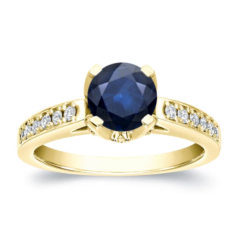 Auriya 1ct Blue Sapphire and 1/3ctw Diamond Engagement Ring 14k Gold (H-I, SI1-SI2)