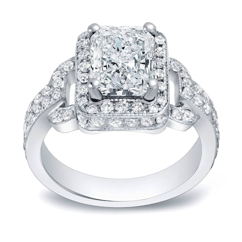 Auriya 2 1/4ctw Fancy Radiant-Cut Halo Diamond Engagement Ring 14k Gold Certified - White - 4