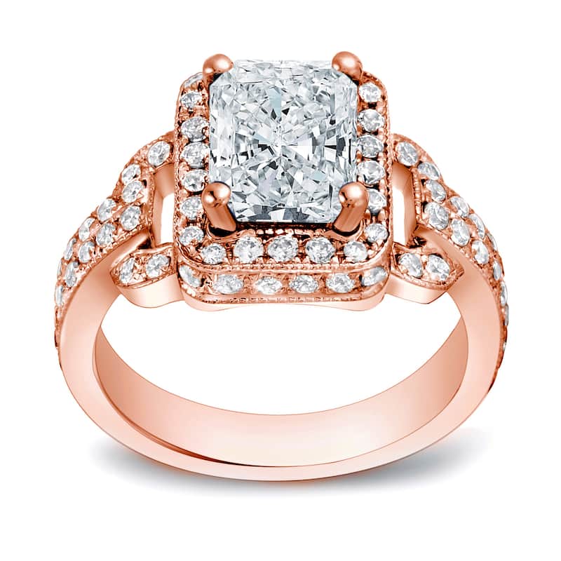 Auriya 2 1/4ctw Fancy Radiant-Cut Halo Diamond Engagement Ring 14k Gold Certified