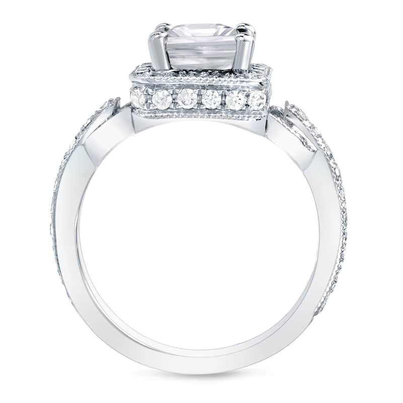 Auriya 2 1/4ctw Fancy Radiant-Cut Halo Diamond Engagement Ring 14k Gold Certified