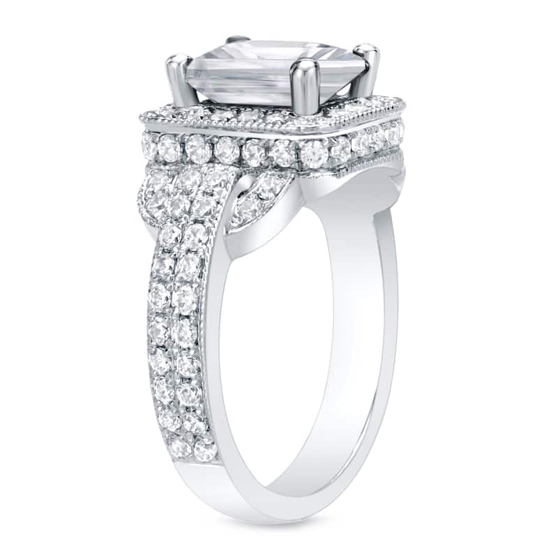 Auriya 2 1/4ctw Fancy Radiant-Cut Halo Diamond Engagement Ring 14k Gold Certified
