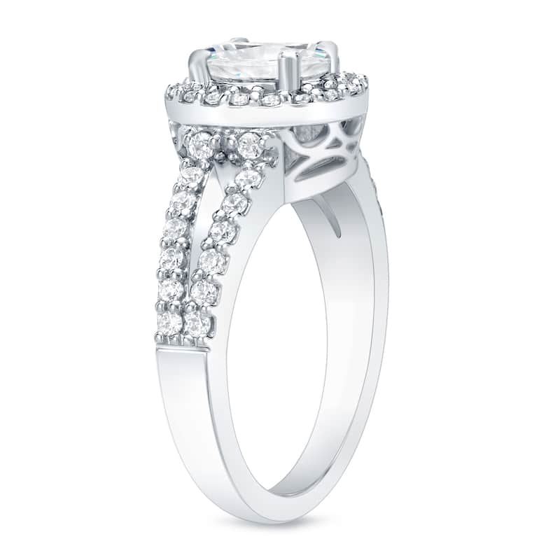 Auriya 14k Gold 1 3/5ctw Halo Oval Diamond Engagement Ring Certified (H-I, SI1-SI2)