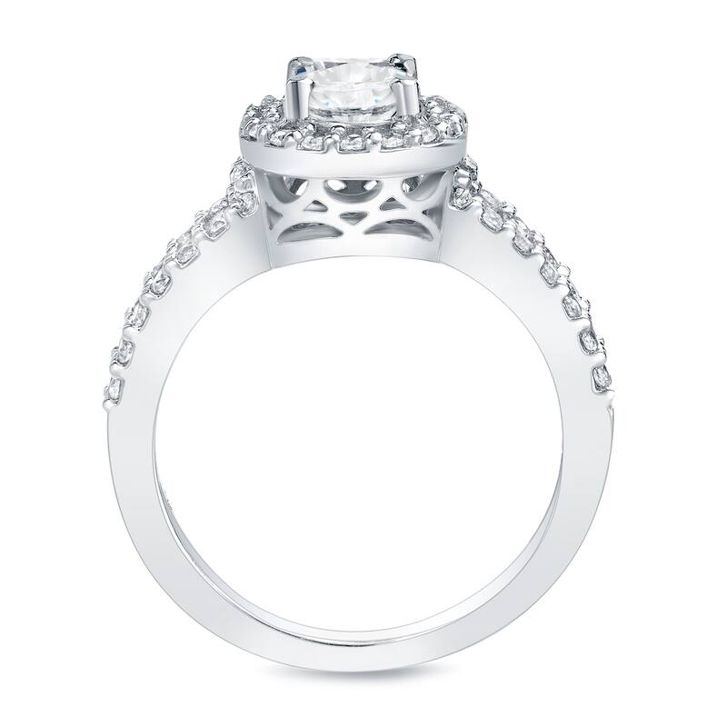 Auriya 14k Gold 1 3/5ctw Halo Oval Diamond Engagement Ring Certified (H-I, SI1-SI2)