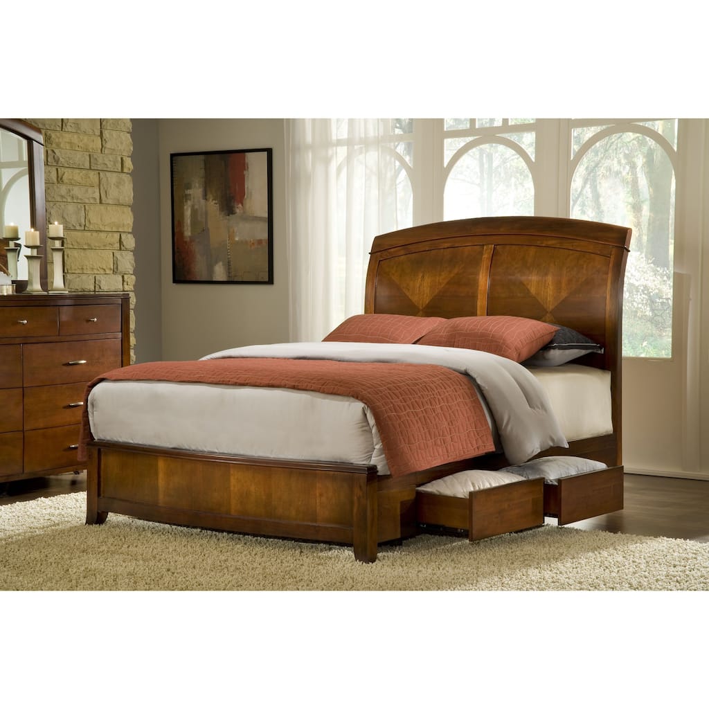 Split Panel Wood Storage Bed in Cinnamon