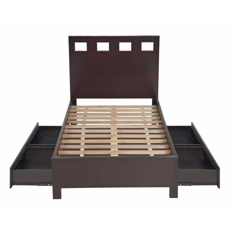 Rectangular Cutout Platform Storage Bed in Espresso - King