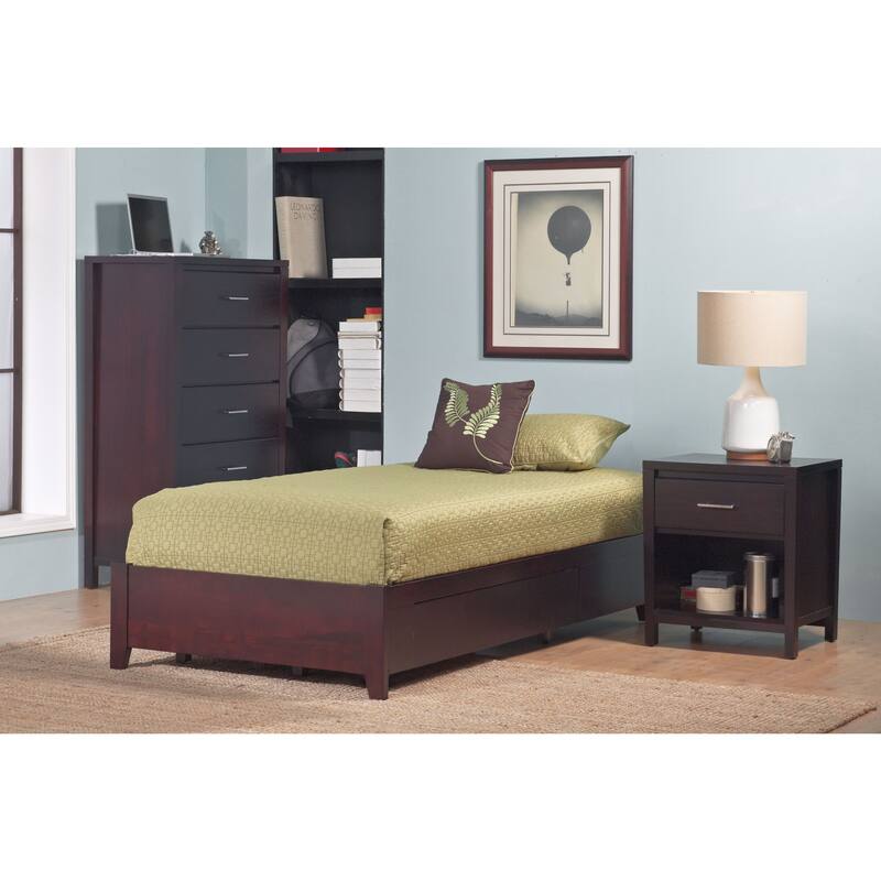 Tapered Leg Platform Storage Bed in Espresso