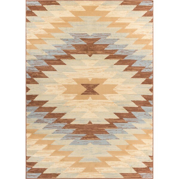 Well Woven Malibu Southwestern Kilim Blue Rug - 5' x 7'