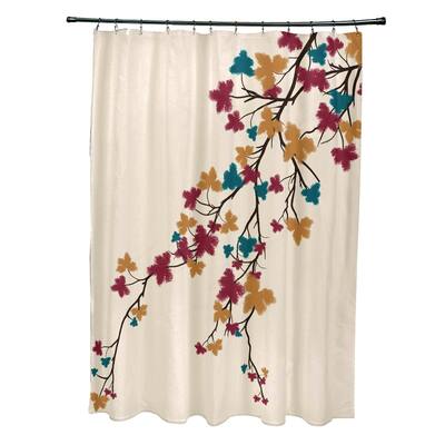 Maple Hues Flower Print Shower Curtain (71 x 74)