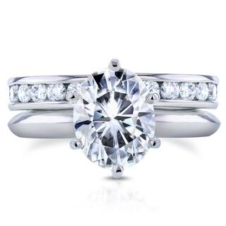 annello by kobelli 14k white gold 3 110ct oval moissanite hi solitaire - Solitaire Wedding Ring Sets annello by kobelli 14k white gold 3 110ct oval moissanite hi solitaire - Solitaire Wedding Ring Sets