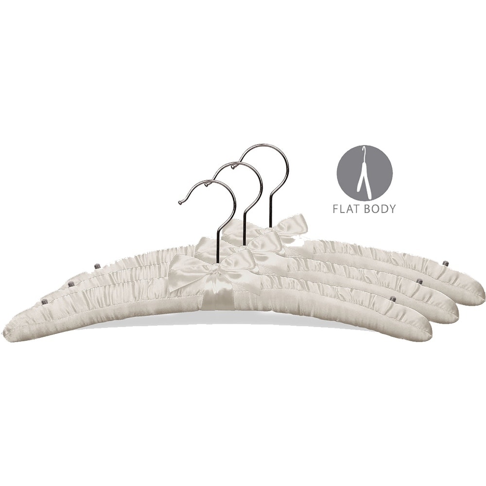 Premium Heavy Duty Thick Satin Padded Hangers Anti Slip - Ivory