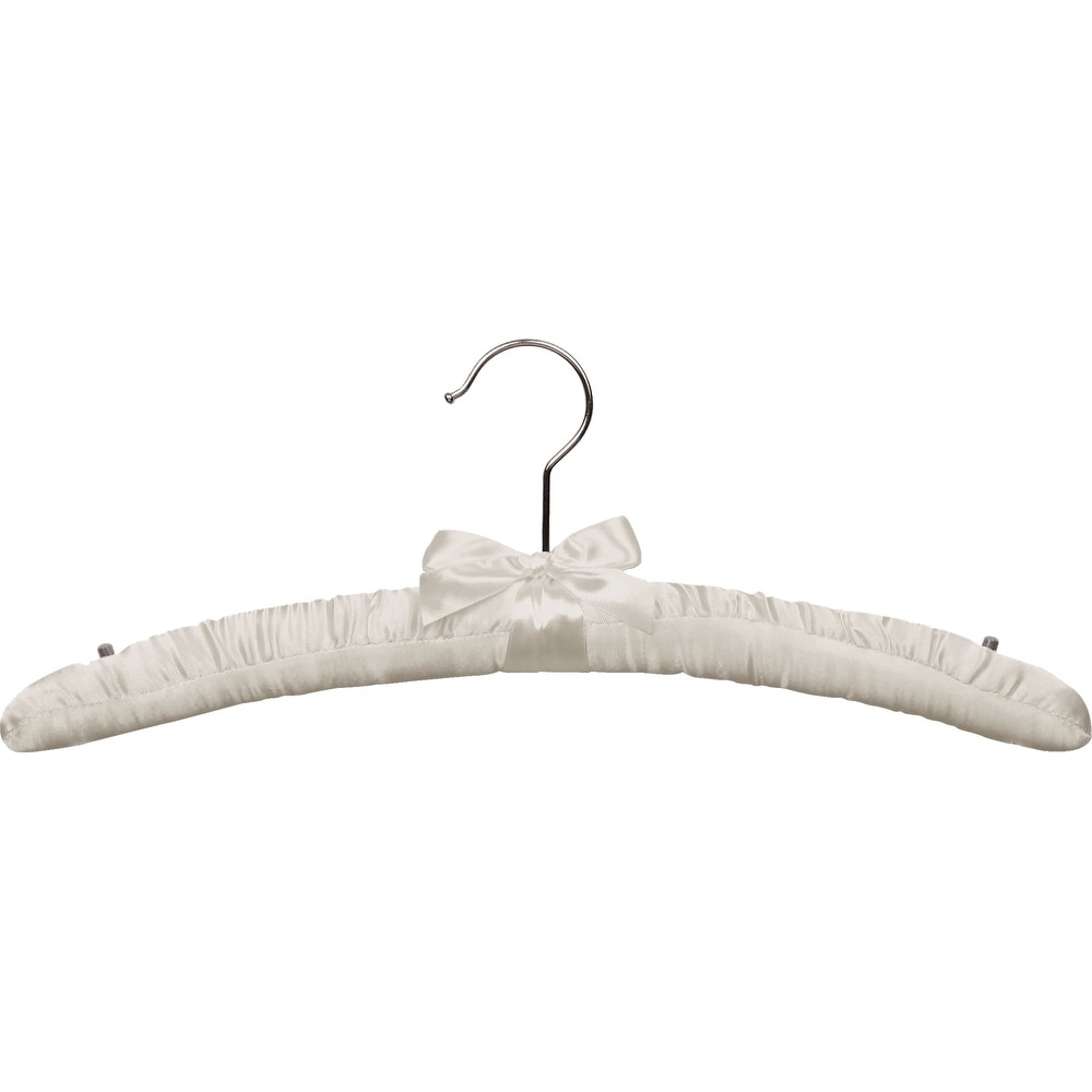 Premium Heavy Duty Thick Satin Padded Hangers Anti Slip - Ivory, Set of 12  - Bed Bath & Beyond - 15219952