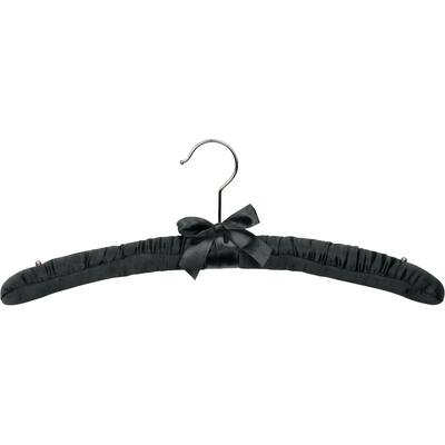 Black Satin Padded Top Hangers, Thick Padded Hangers with Chrome Swivel Hook