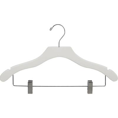 White Notched Wavy Combo Hanger with Adustable Cushion Clips (Case of 25)