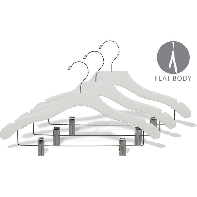 White Notched Wavy Combo Hanger with Adustable Cushion Clips (Case of 25)