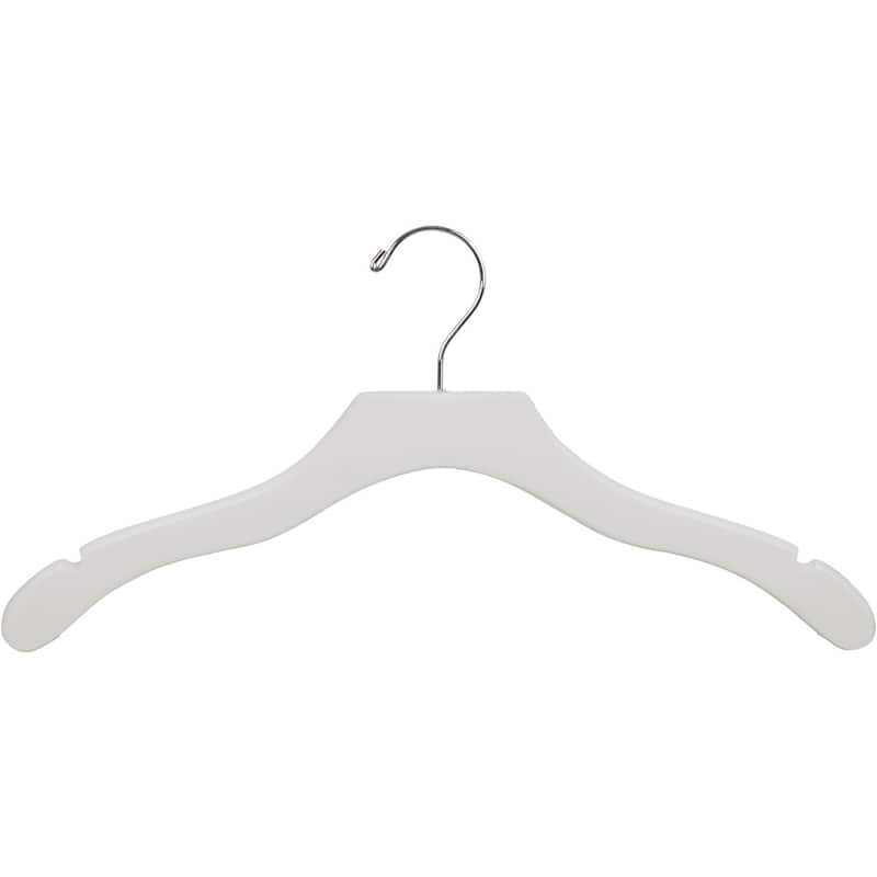 White Wavy Top Hanger with Notches (Case of 100)