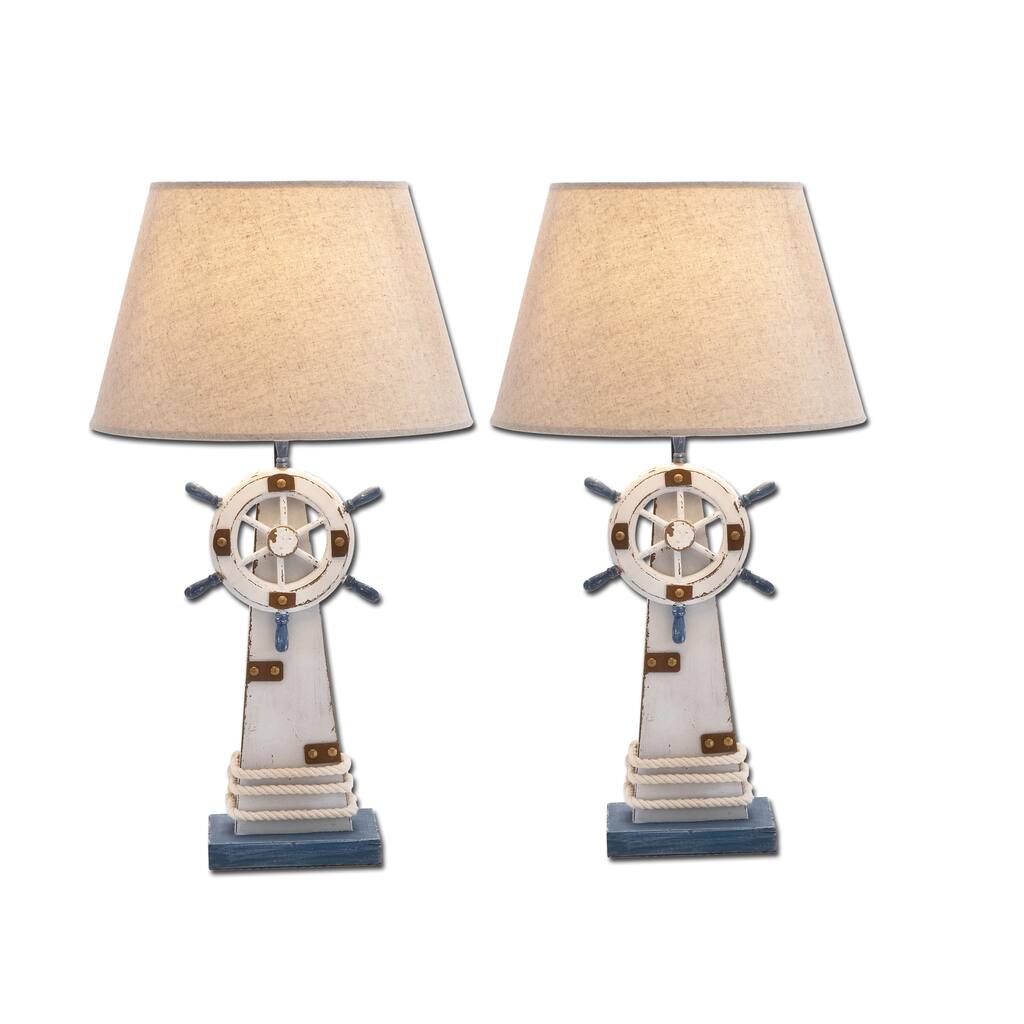 Ships Wheel 25-inch Nautical Table Lamp (Set of 2)