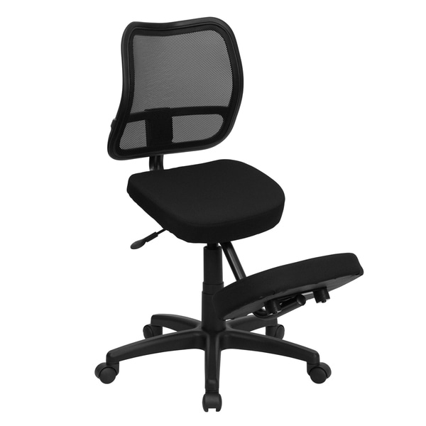 Ergonomic Kneeling Swivel Task Office Chair with Black Mesh Back and Fabric Seat