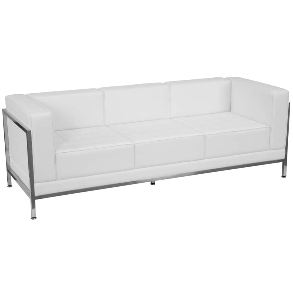 LeatherSoft Modular Sofa with Quilted Tufted Seat and Encasing Frame - 79"W x 28.75"D x 27.25"H