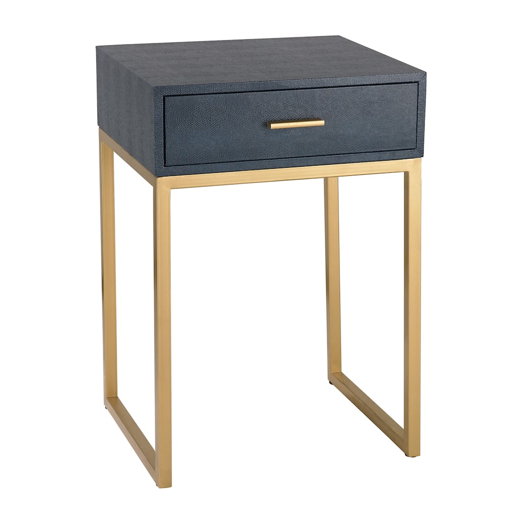 Sterling Shagreen Navy Side Table - 24 x 14